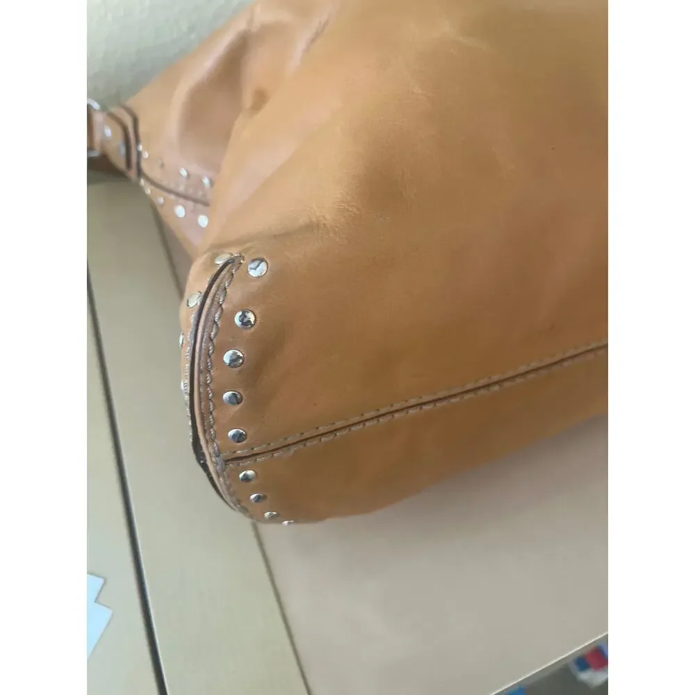 Michael Kors Tan Leather Studded Hobo Bag - Picture 7 of 8
